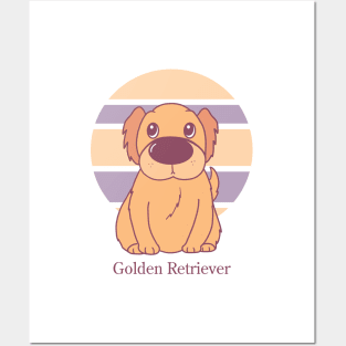 Cute Dogs illustrations - Golden Retriever Posters and Art